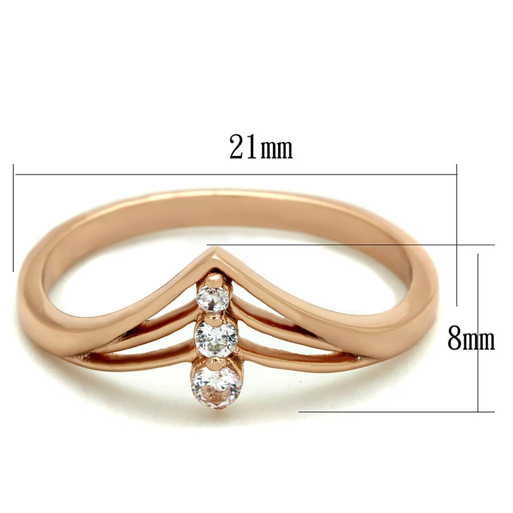 TS283 - Rose Gold 925 Sterling Silver Ring with AAA Grade CZ  in Clear - Joyeria Lady