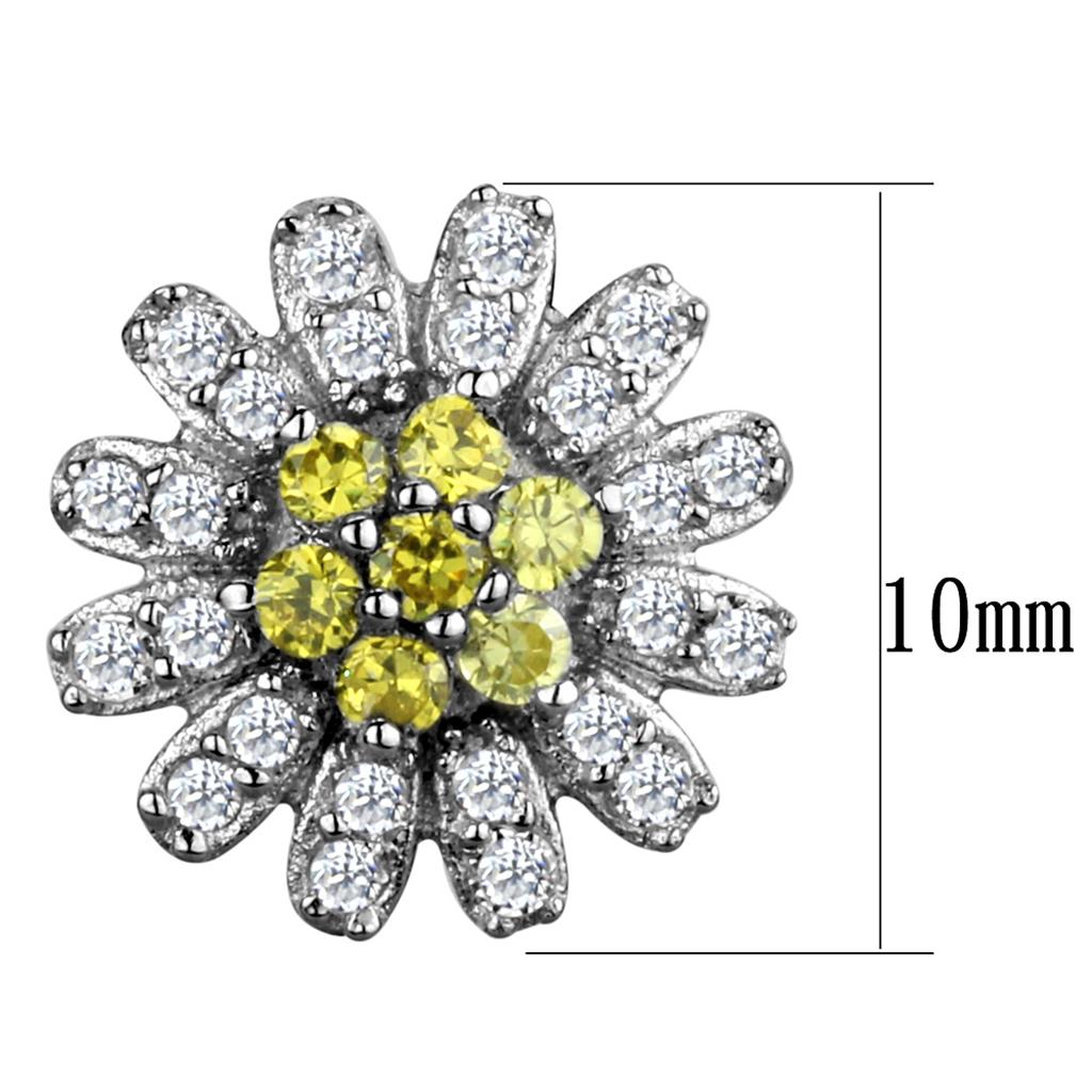 TS286 Rhodium 925 Sterling Silver Earrings with AAA Grade CZ in Topaz - Joyeria Lady