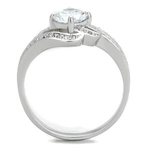 TS303 - Rhodium 925 Sterling Silver Ring with AAA Grade CZ  in Clear