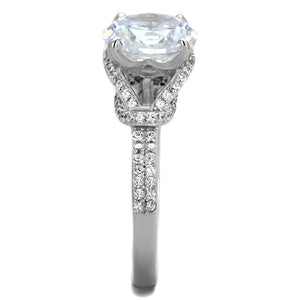 TS304 - Rhodium 925 Sterling Silver Ring with AAA Grade CZ  in Clear
