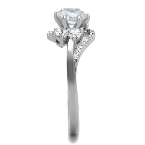 TS305 - Rhodium 925 Sterling Silver Ring with AAA Grade CZ  in Clear
