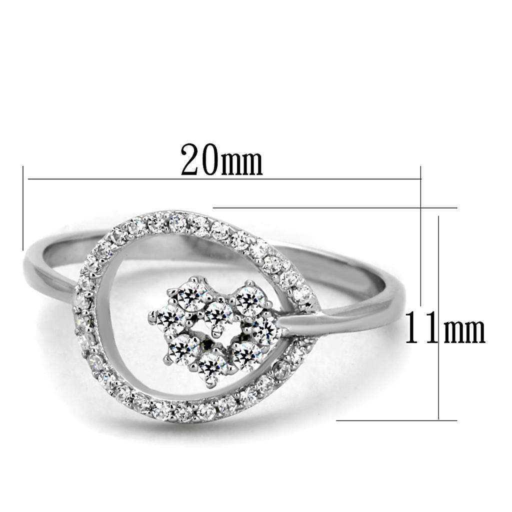 TS307 - Rhodium 925 Sterling Silver Ring with AAA Grade CZ  in Clear - Joyeria Lady