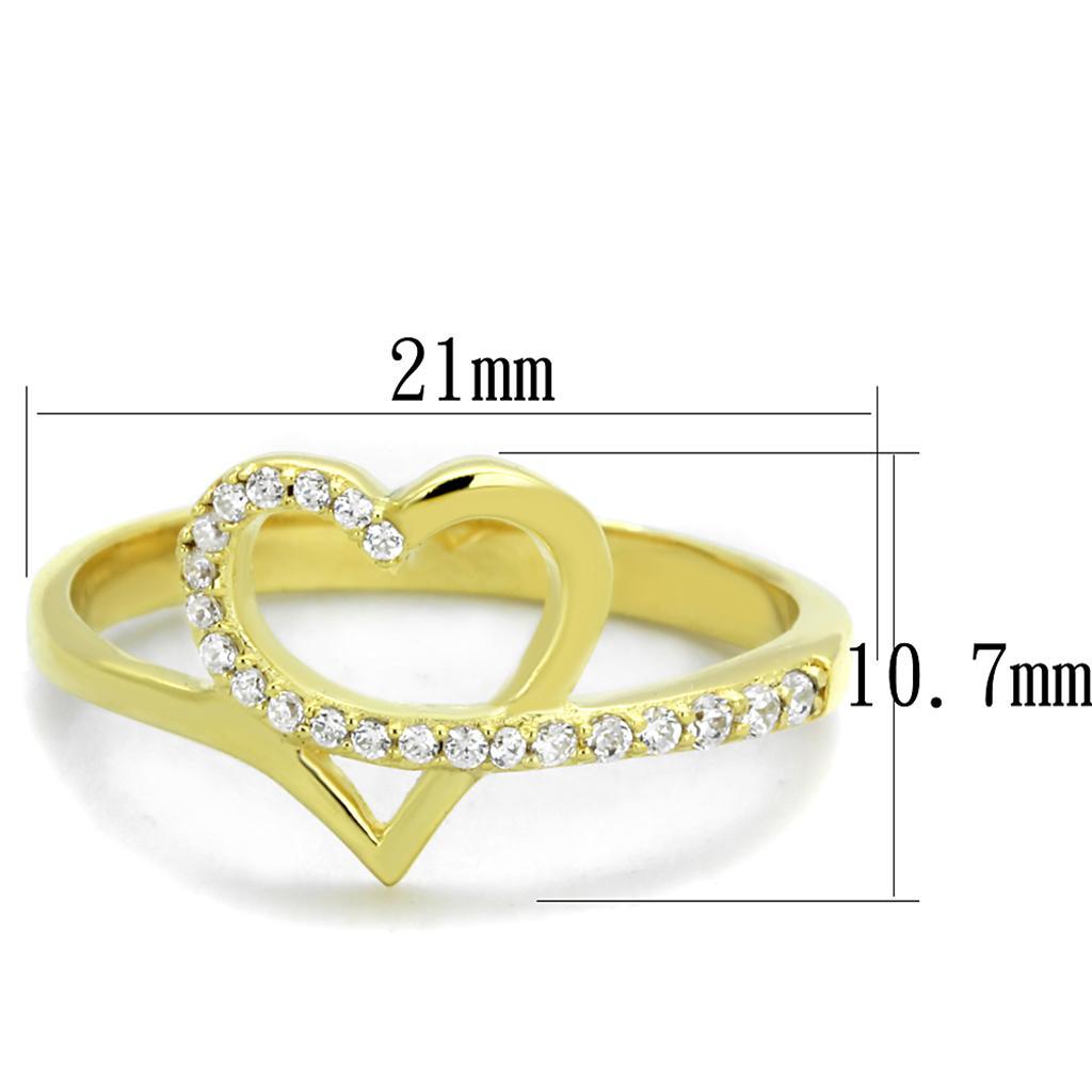 TS308 - Gold 925 Sterling Silver Ring with AAA Grade CZ  in Clear - Joyeria Lady