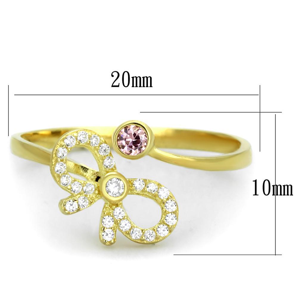 TS309 - Gold 925 Sterling Silver Ring with AAA Grade CZ  in Rose - Joyeria Lady