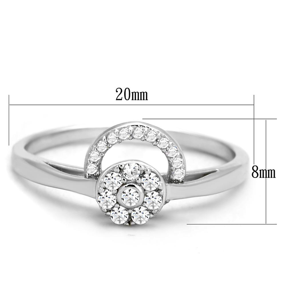 TS310 - Rhodium 925 Sterling Silver Ring with AAA Grade CZ  in Clear - Joyeria Lady