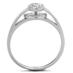 TS310 - Rhodium 925 Sterling Silver Ring with AAA Grade CZ  in Clear