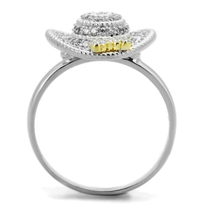 TS319 - Reverse Two-Tone 925 Sterling Silver Ring with AAA Grade CZ  in Topaz