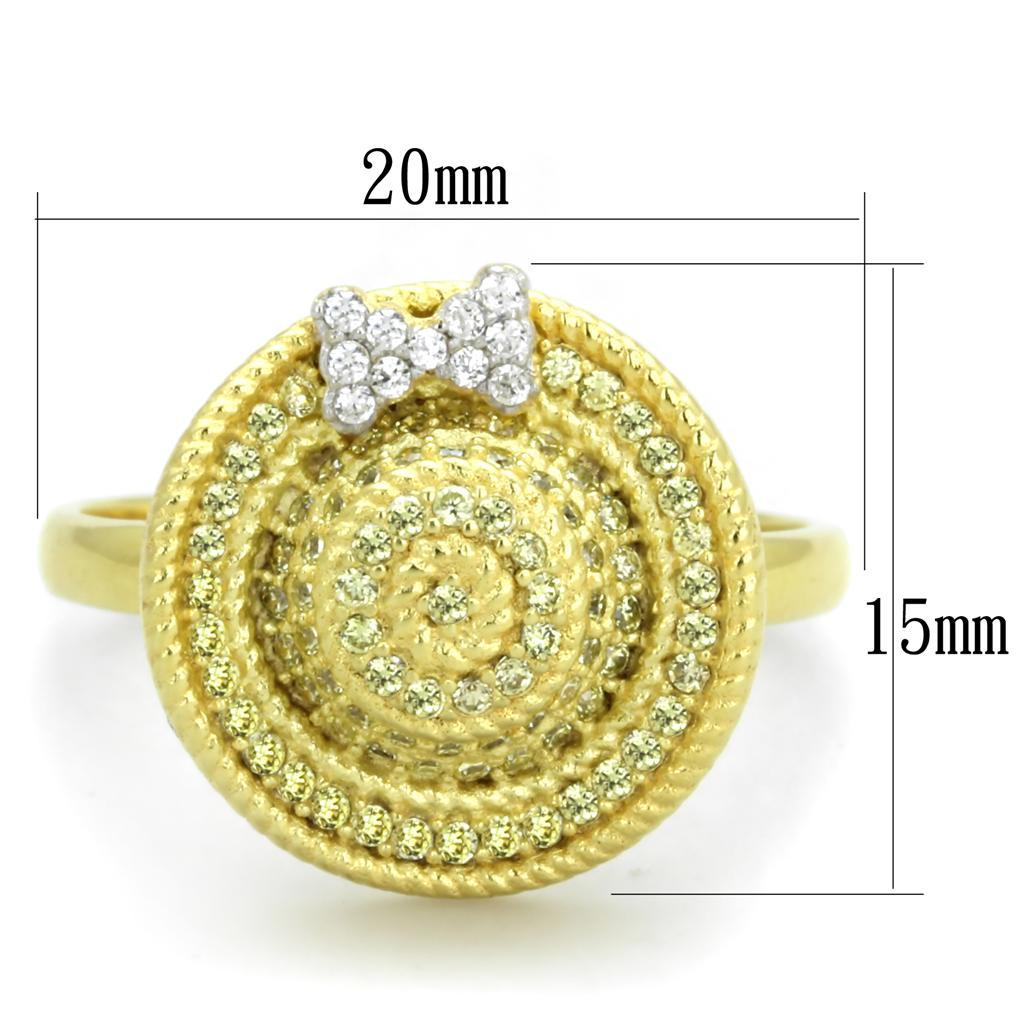 TS320 - Gold+Rhodium 925 Sterling Silver Ring with AAA Grade CZ  in Topaz - Joyeria Lady