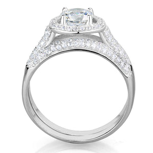 TS331 Rhodium 925 Sterling Silver Ring with AAA Grade CZ in Clear