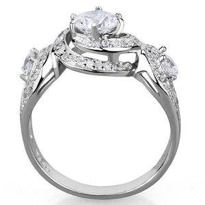 TS332 - Rhodium 925 Sterling Silver Ring with AAA Grade CZ  in Clear