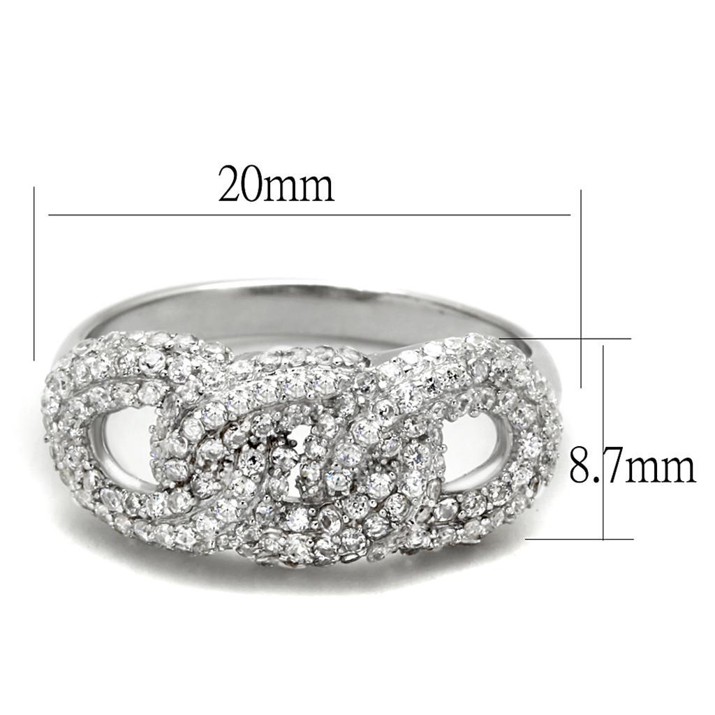 TS334 - Rhodium 925 Sterling Silver Ring with AAA Grade CZ  in Clear - Joyeria Lady