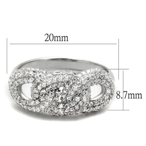 TS334 - Rhodium 925 Sterling Silver Ring with AAA Grade CZ  in Clear