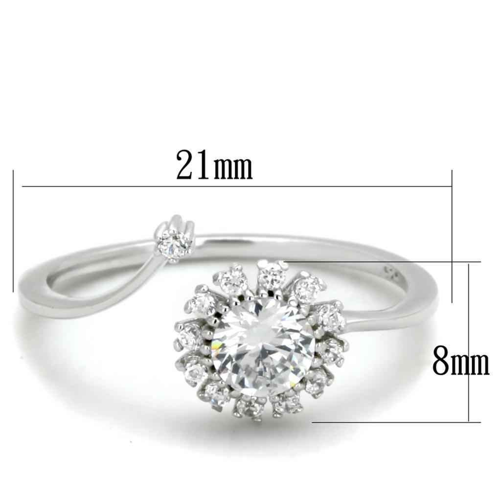 TS335 - Rhodium 925 Sterling Silver Ring with AAA Grade CZ  in Clear - Joyeria Lady