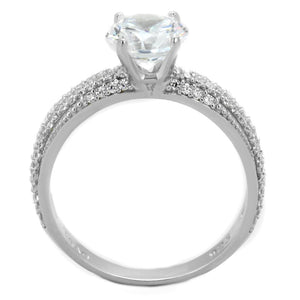 TS338 - Rhodium 925 Sterling Silver Ring with AAA Grade CZ  in Clear
