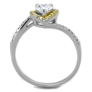 TS339 - Reverse Two-Tone 925 Sterling Silver Ring with AAA Grade CZ  in Clear