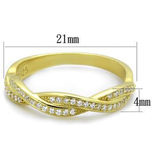 TS341 - Gold 925 Sterling Silver Ring with AAA Grade CZ  in Clear