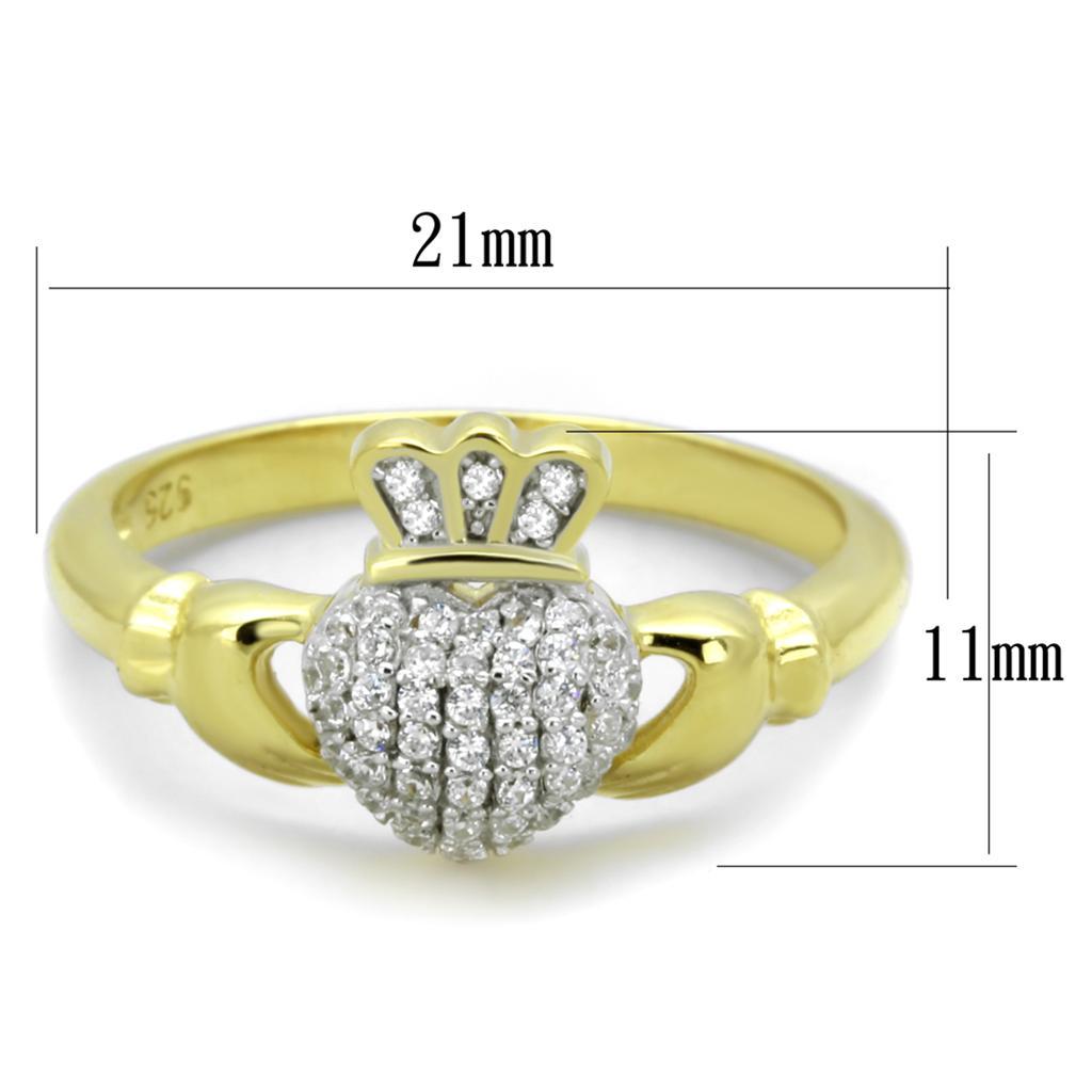 TS342 - Gold+Rhodium 925 Sterling Silver Ring with AAA Grade CZ  in Clear - Joyeria Lady