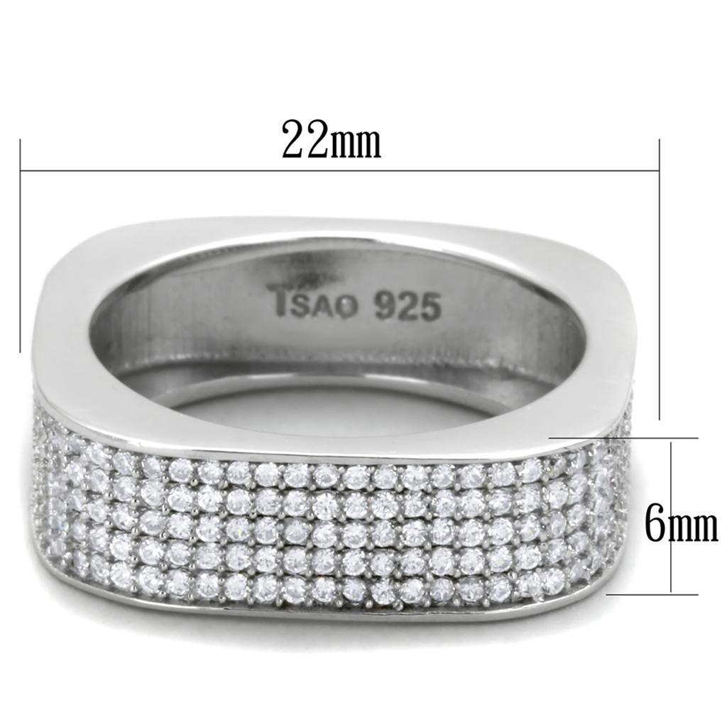 TS346 - Rhodium 925 Sterling Silver Ring with AAA Grade CZ  in Clear - Joyeria Lady