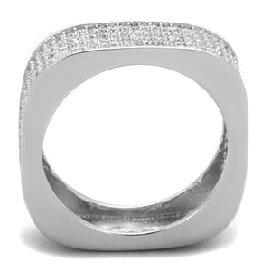 TS346 - Rhodium 925 Sterling Silver Ring with AAA Grade CZ  in Clear