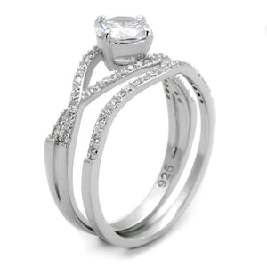 TS350 - Rhodium 925 Sterling Silver Ring with AAA Grade CZ  in Clear