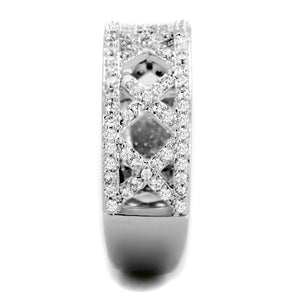 TS354 - Rhodium 925 Sterling Silver Ring with AAA Grade CZ  in Clear