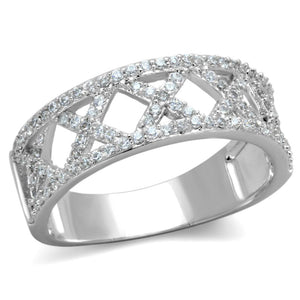 TS354 - Rhodium 925 Sterling Silver Ring with AAA Grade CZ  in Clear