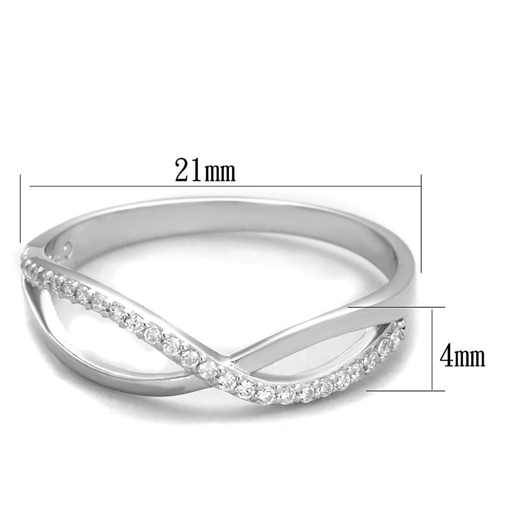 TS355 - Rhodium 925 Sterling Silver Ring with AAA Grade CZ  in Clear - Joyeria Lady