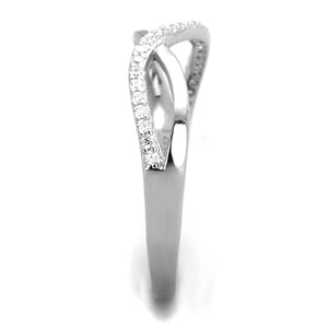 TS355 - Rhodium 925 Sterling Silver Ring with AAA Grade CZ  in Clear