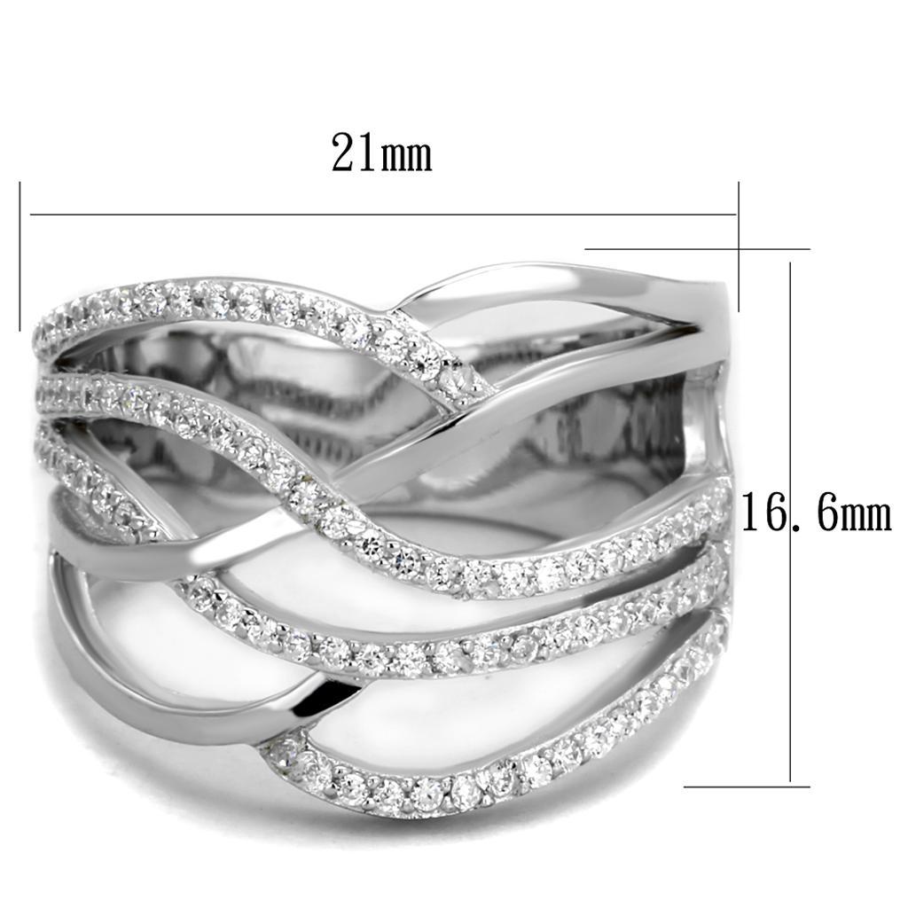 TS357 - Rhodium 925 Sterling Silver Ring with AAA Grade CZ  in Clear - Joyeria Lady
