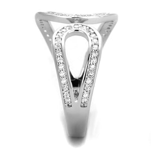 TS359 - Rhodium 925 Sterling Silver Ring with AAA Grade CZ  in Clear