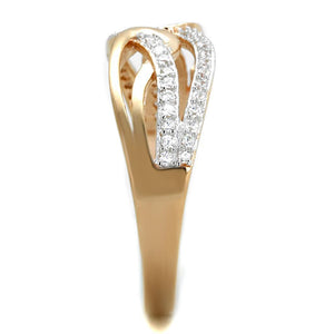 TS361 - Rose Gold + Rhodium 925 Sterling Silver Ring with AAA Grade CZ  in Clear