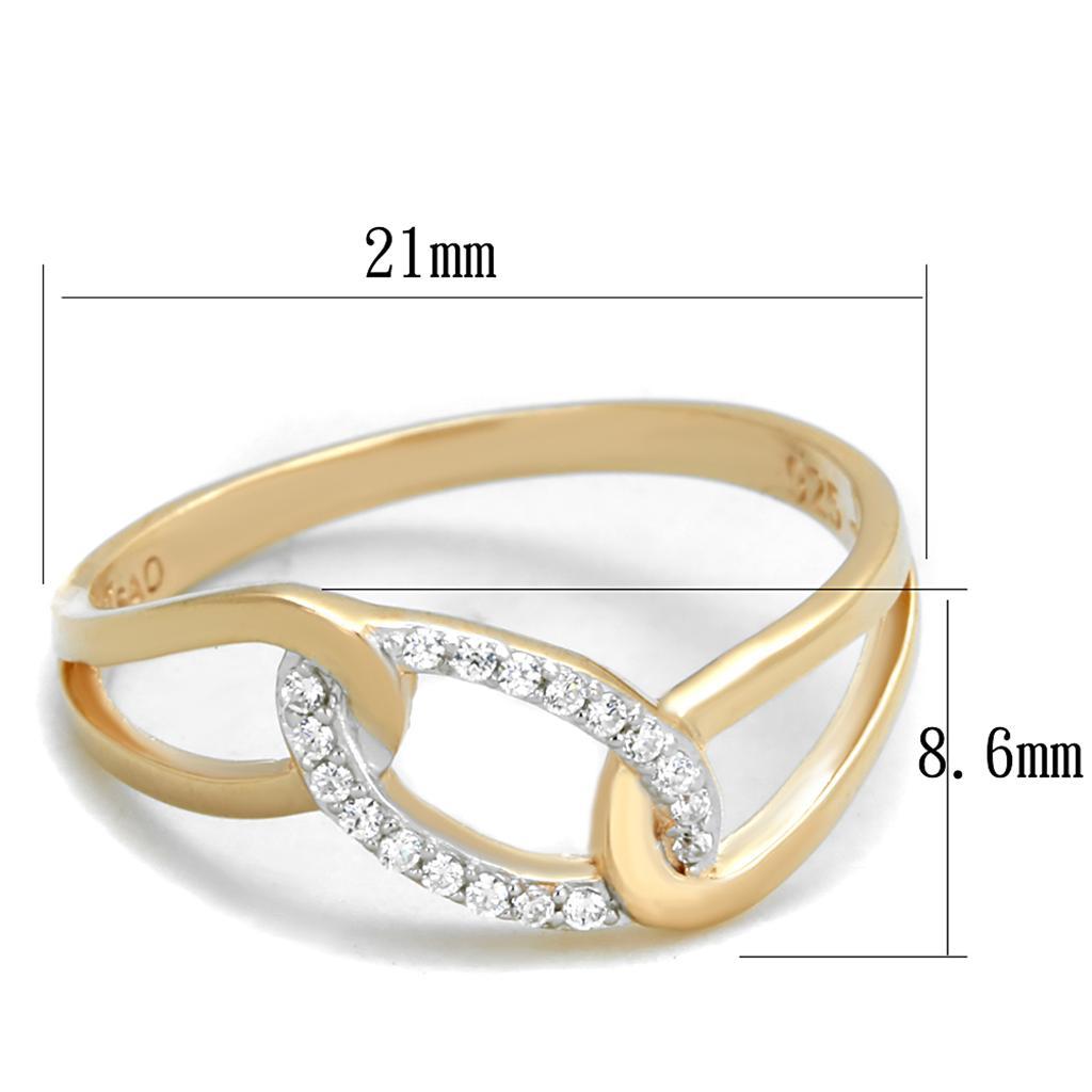 TS362 - Rose Gold + Rhodium 925 Sterling Silver Ring with AAA Grade CZ  in Clear - Joyeria Lady