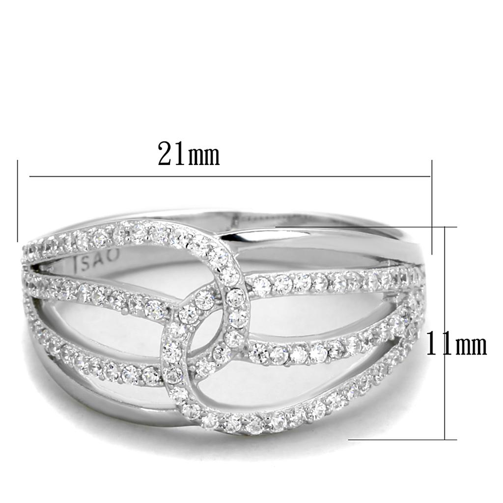 TS363 - Rhodium 925 Sterling Silver Ring with AAA Grade CZ  in Clear - Joyeria Lady