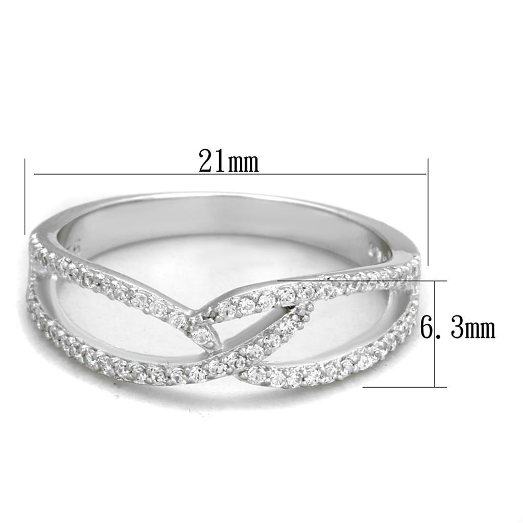 TS365 - Rhodium 925 Sterling Silver Ring with AAA Grade CZ  in Clear - Joyeria Lady