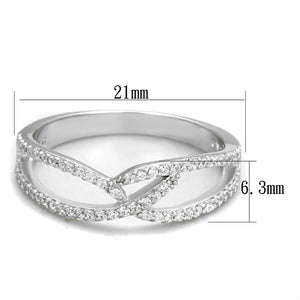 TS365 - Rhodium 925 Sterling Silver Ring with AAA Grade CZ  in Clear
