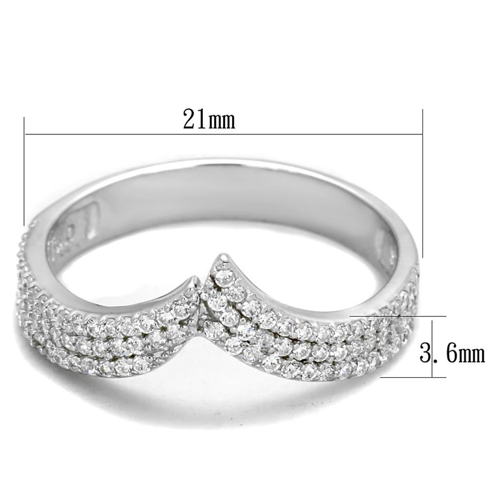 TS366 - Rhodium 925 Sterling Silver Ring with AAA Grade CZ  in Clear - Joyeria Lady