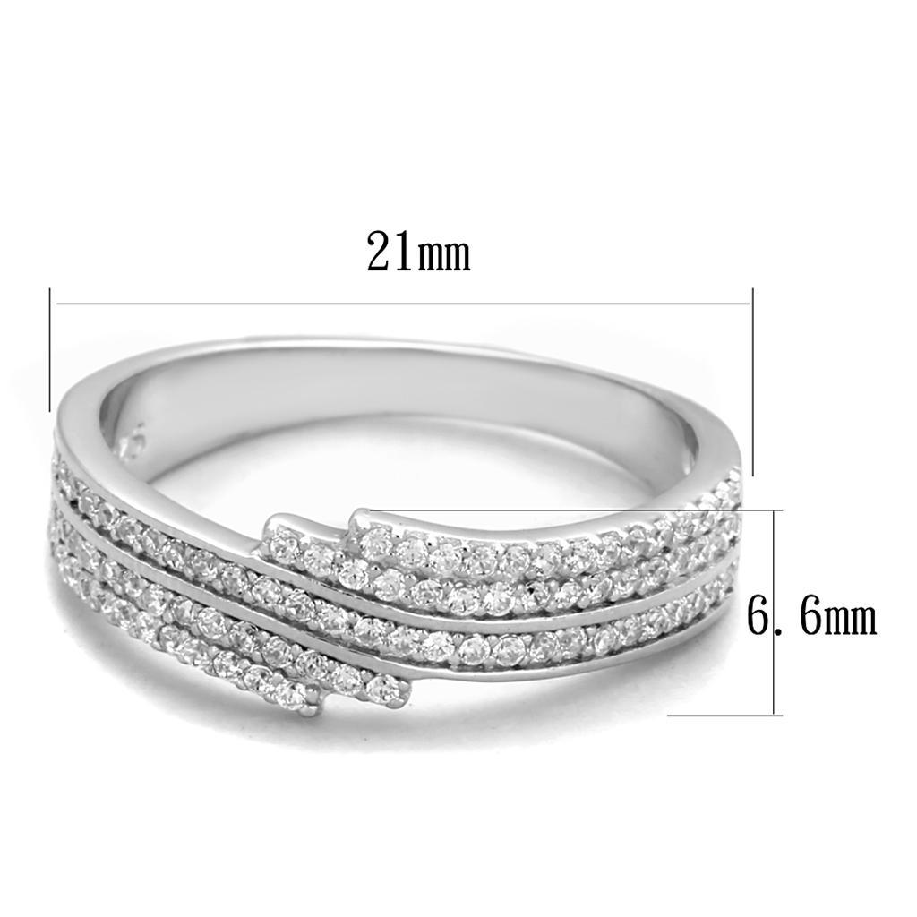 TS367 - Rhodium 925 Sterling Silver Ring with AAA Grade CZ  in Clear - Joyeria Lady