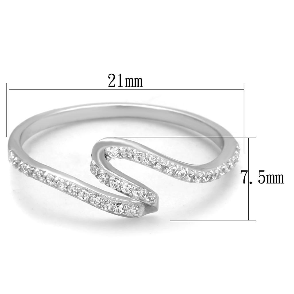 TS368 - Rhodium 925 Sterling Silver Ring with AAA Grade CZ  in Clear - Joyeria Lady