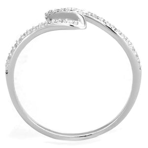 TS368 - Rhodium 925 Sterling Silver Ring with AAA Grade CZ  in Clear