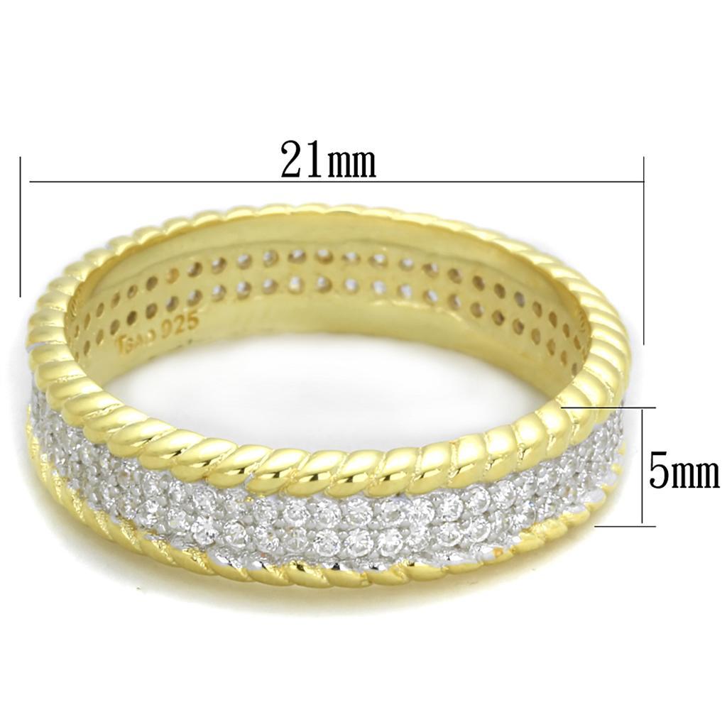 TS371 - Gold+Rhodium 925 Sterling Silver Ring with AAA Grade CZ  in Clear - Joyeria Lady