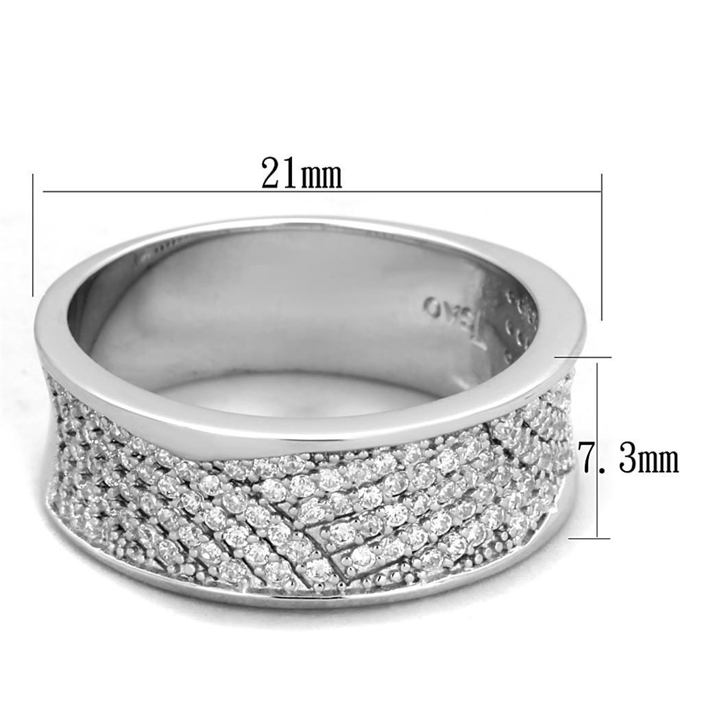 TS376 - Rhodium 925 Sterling Silver Ring with AAA Grade CZ  in Clear - Joyeria Lady