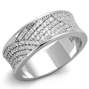 TS376 - Rhodium 925 Sterling Silver Ring with AAA Grade CZ  in Clear