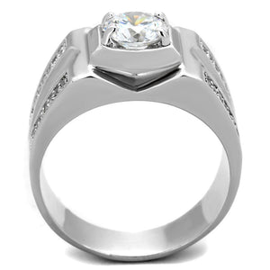 TS385 - Rhodium 925 Sterling Silver Ring with AAA Grade CZ  in Clear