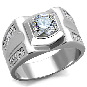 TS385 - Rhodium 925 Sterling Silver Ring with AAA Grade CZ  in Clear