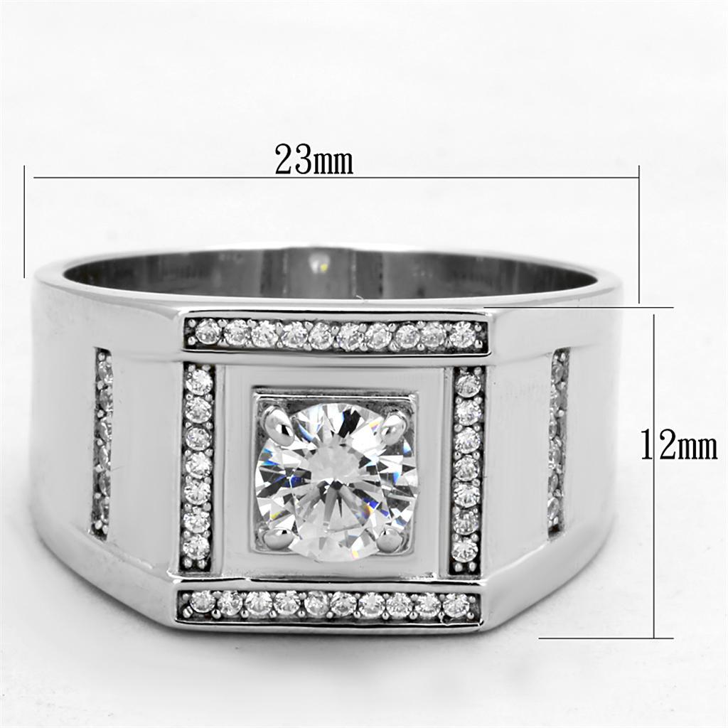 TS386 - Rhodium 925 Sterling Silver Ring with AAA Grade CZ  in Clear - Joyeria Lady