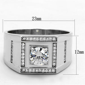 TS386 - Rhodium 925 Sterling Silver Ring with AAA Grade CZ  in Clear