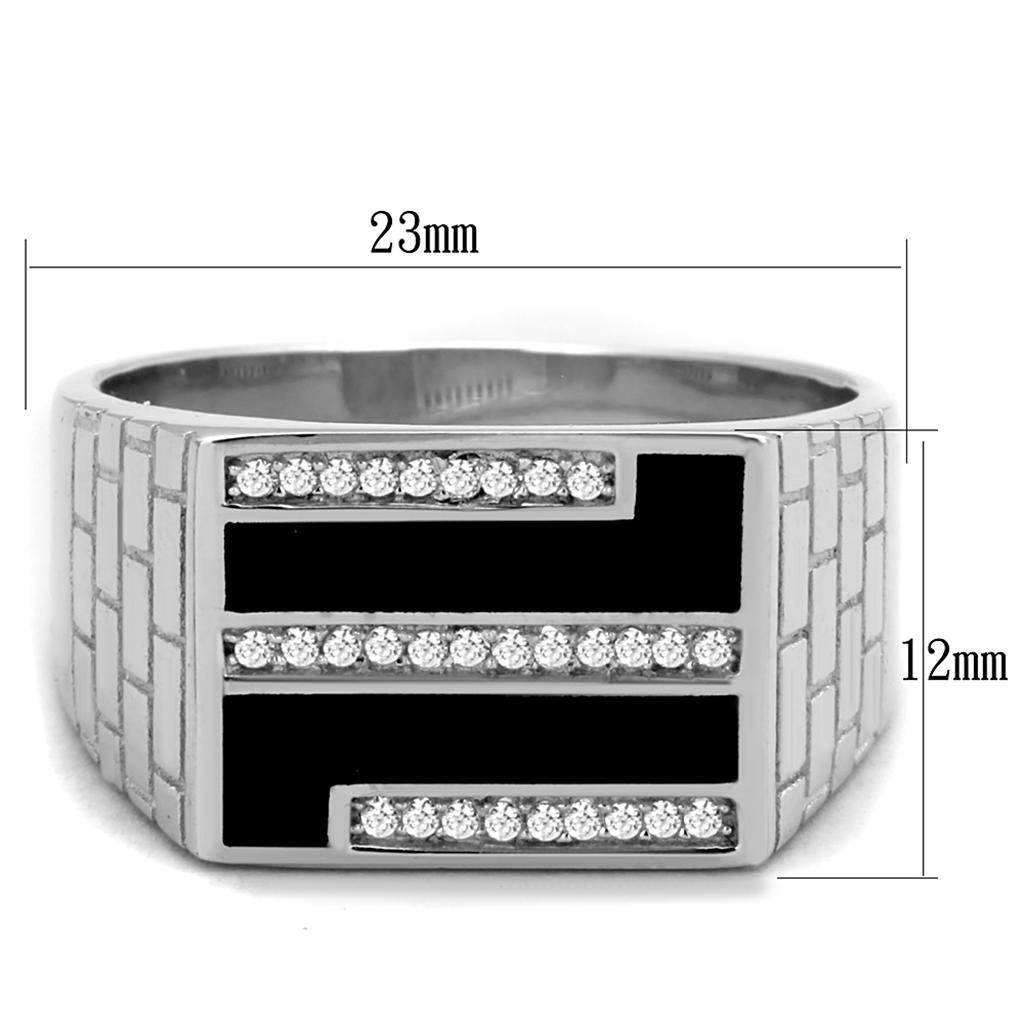 TS387 - Rhodium 925 Sterling Silver Ring with AAA Grade CZ  in Clear - Joyeria Lady