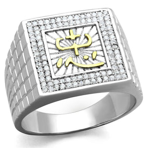 TS389 - Gold+Rhodium 925 Sterling Silver Ring with AAA Grade CZ  in Clear