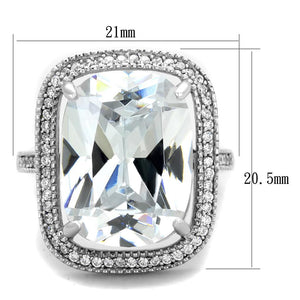 TS391 - Rhodium 925 Sterling Silver Ring with AAA Grade CZ  in Clear