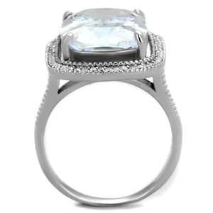 TS391 - Rhodium 925 Sterling Silver Ring with AAA Grade CZ  in Clear